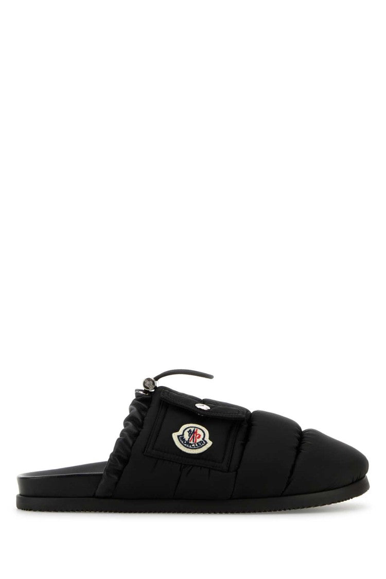 Moncler Black Fabric Mon Pocket Slippers