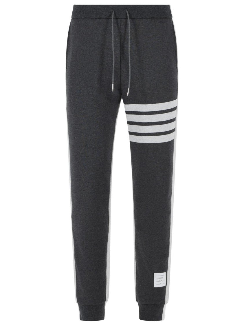 Thom Browne 'Colorblock 4 Bar' Grey Cotton Pants