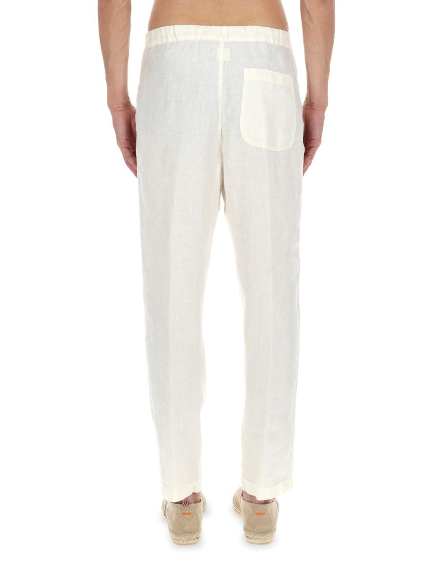 120% Lino Linen Drawstring Soft Straight-Leg Pants