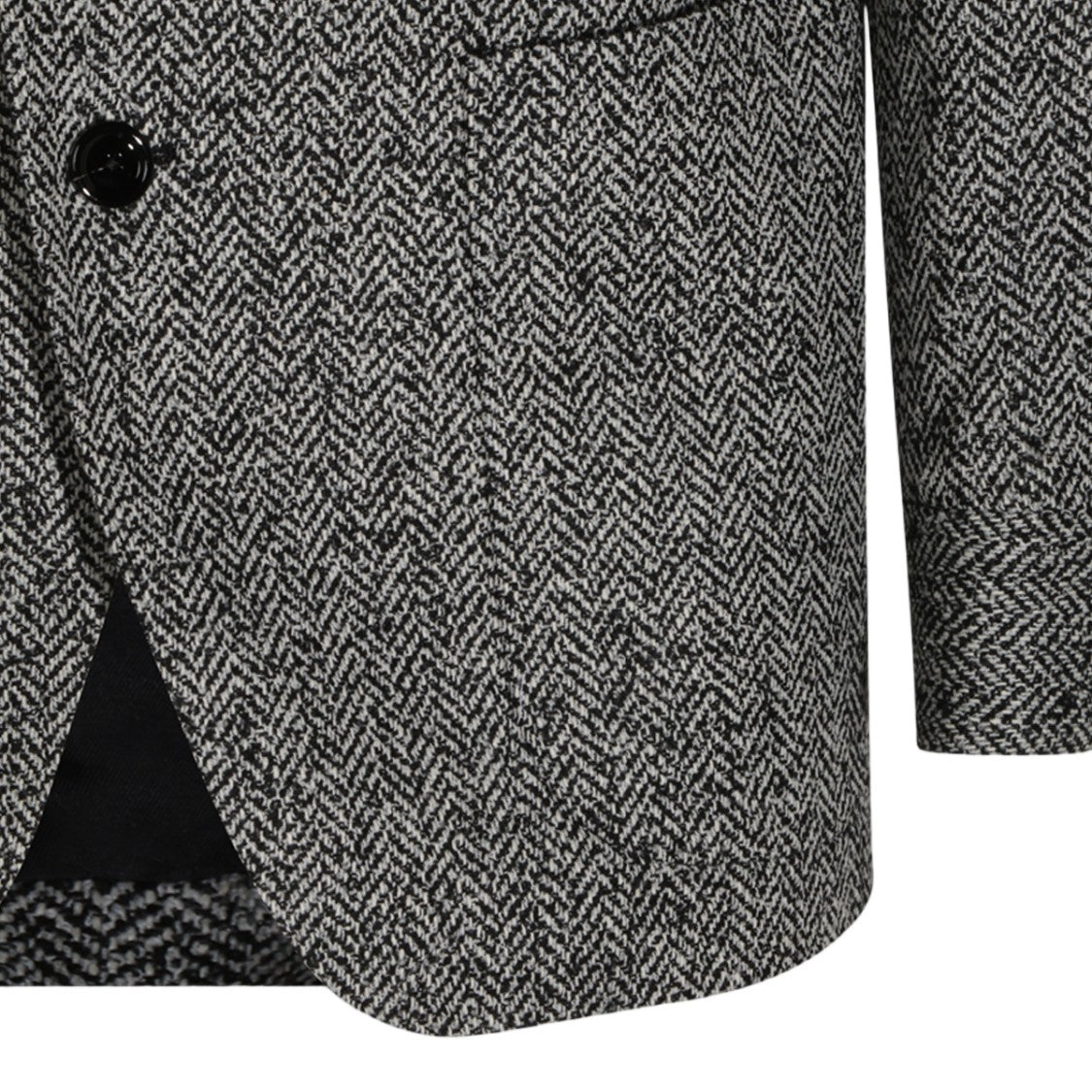 Lardini Textured Herringbone Jacket With Stand-Up Collar