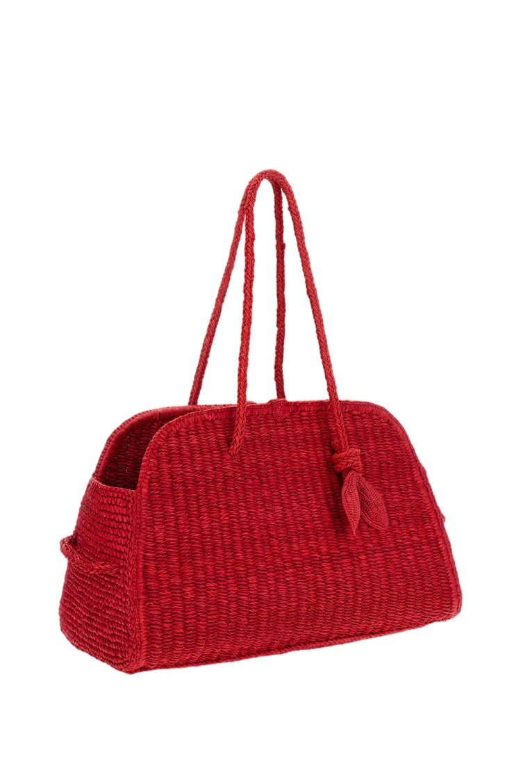 Jacquemus Red Le Turismo Raffia Bag