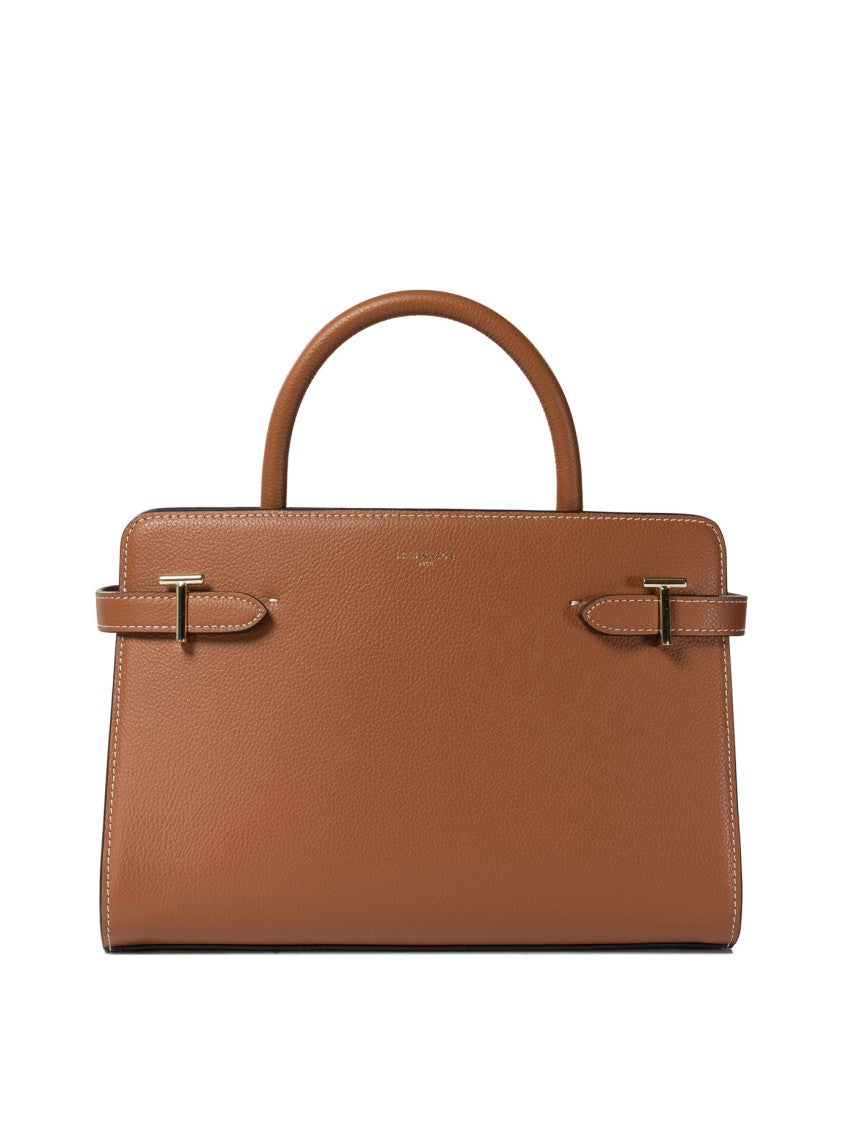 Le Tanneur Textured Leather Handbag With Detachable Shoulder Strap