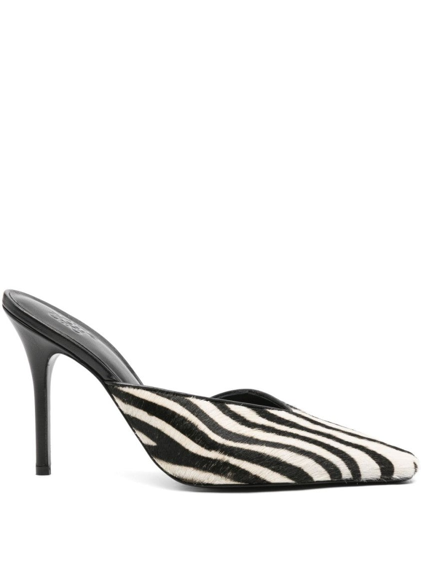 Gia Borghini X Helsa Bold Black And White Zebra Print Mule