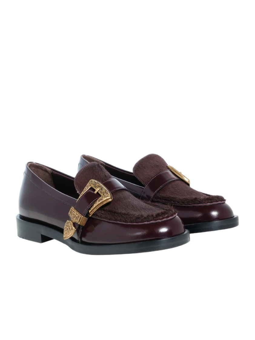Roberto Festa Burgundy Leather Lira Loafer With Pony Hair Detail
