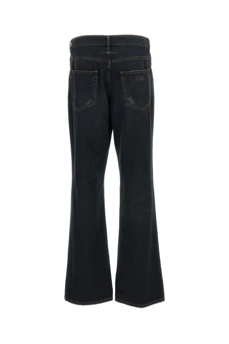 Mm6 By Maison Margiela Blue Straight-Leg Cutout Knee Jeans