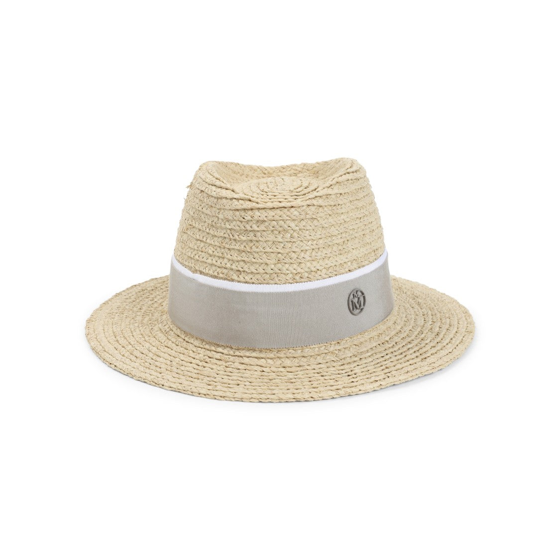Maison Michel Wide Brim Raffia Blend Hat With Subtle Emblem