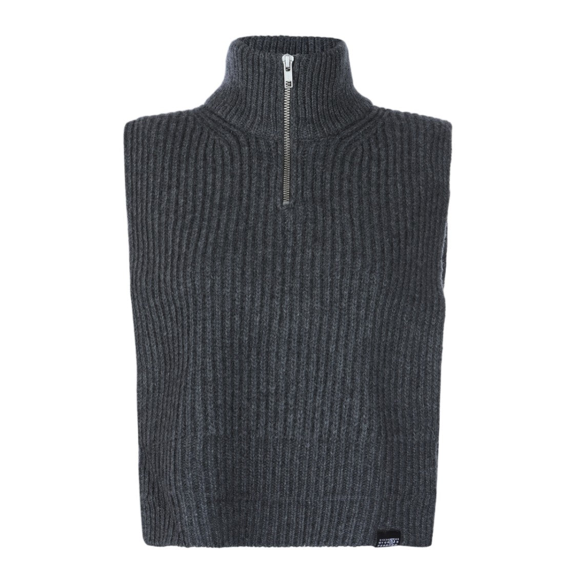 Mm6 By Maison Margiela Sleeveless Knitted Top With High Ribbed Collar And Zipper