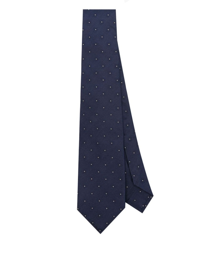 Barba Blue Tie With Subtle Polka Dot Pattern