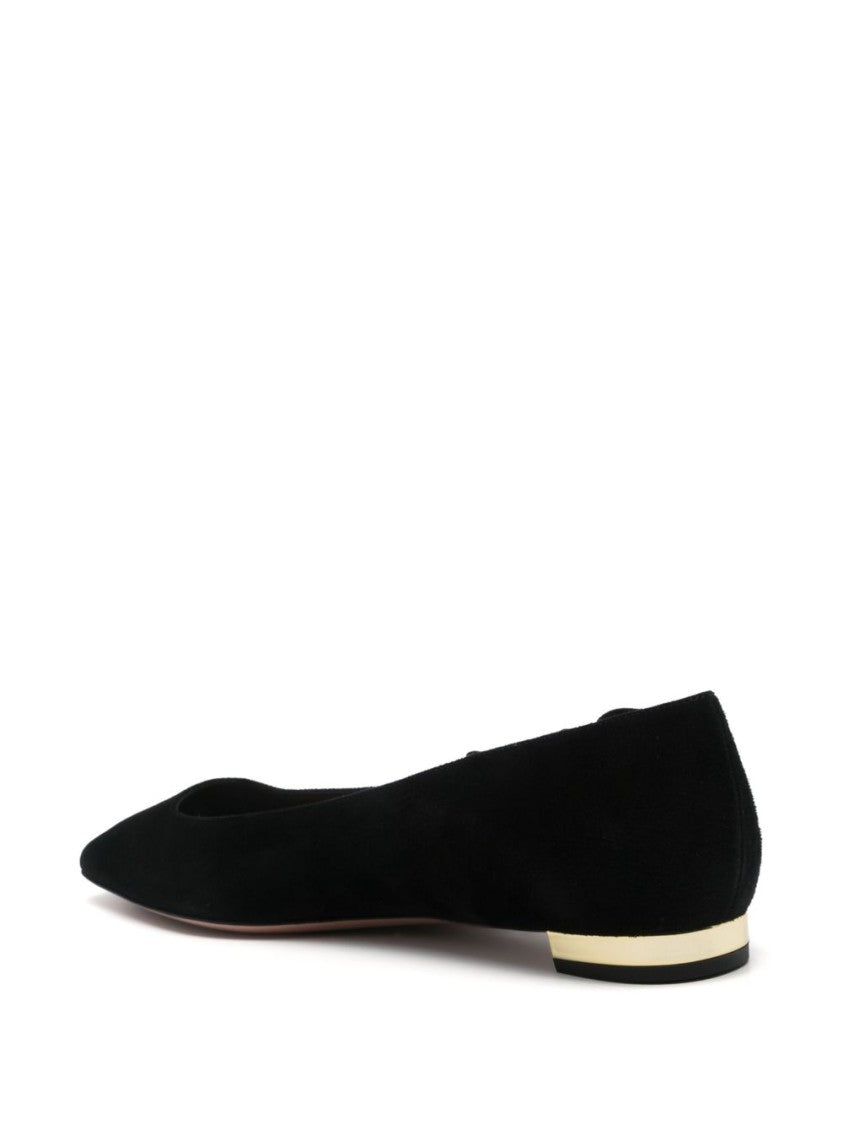 Aquazzura Black Ballerina Flats With Delicate Bow Detail