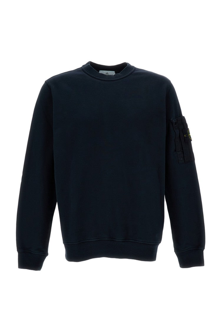 Stone Island Crewneck Sweatshirt With Ribbed Detailing And Logo Patch