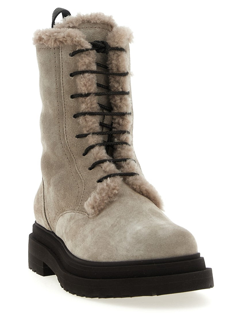Brunello Cucinelli Monile Suede Combat Boots