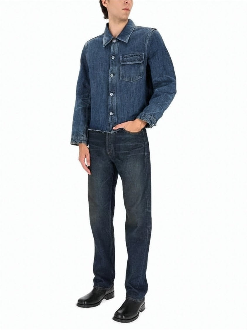 Our Legacy Cotton-Hemp Blend Denim Jacket With Cropped Fit