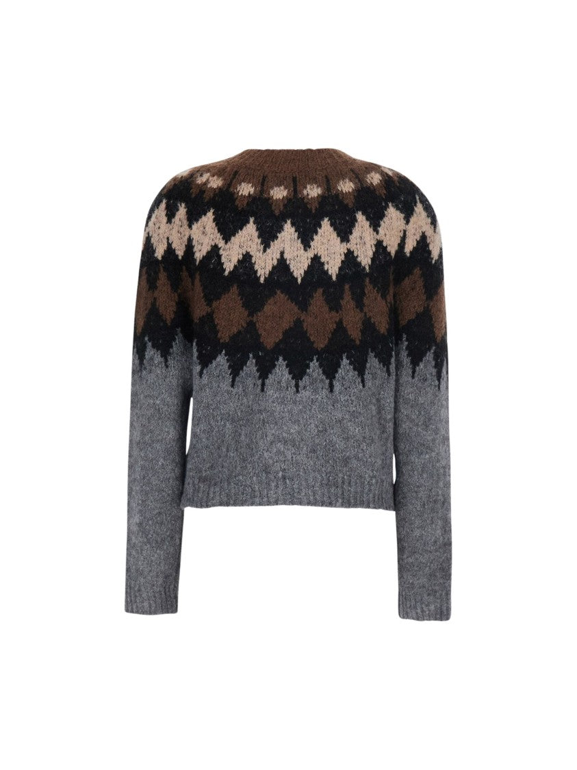 Tela Eiko Geometric Cropped Acrylic-Blend Cardigan