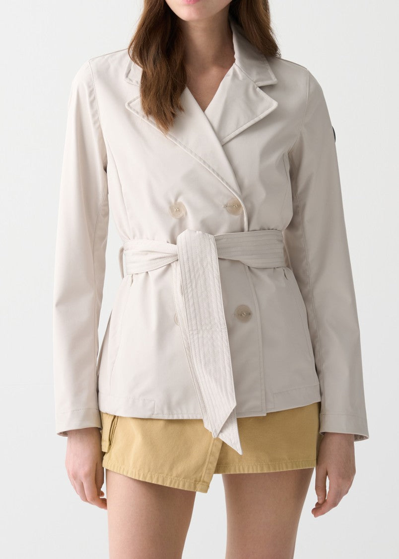 Colmar Originals Double-Breasted Beige Jacket With Wide Belt
