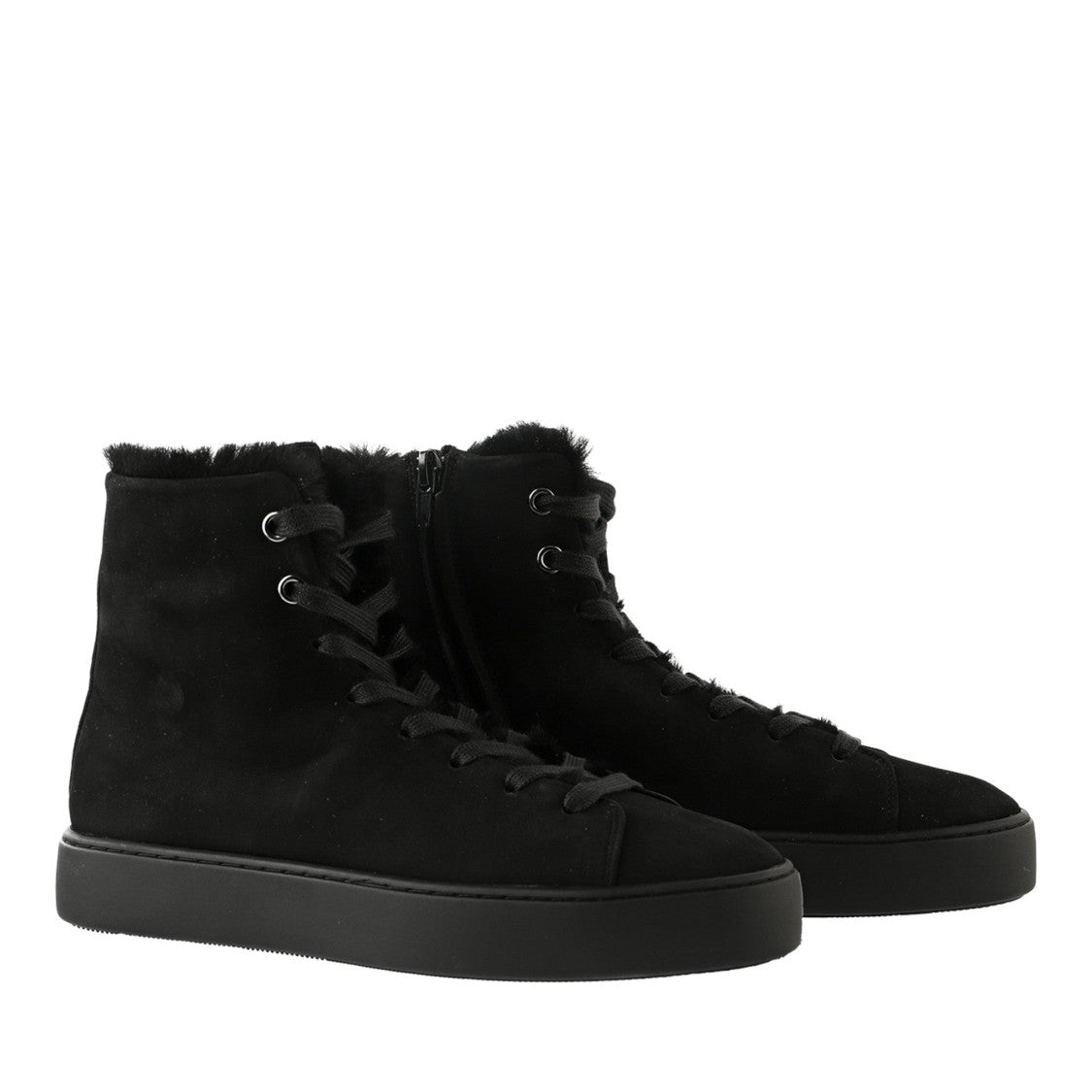 Högl Black Teddy Nubuck Sheepskin Lining Winter Ankle Boots