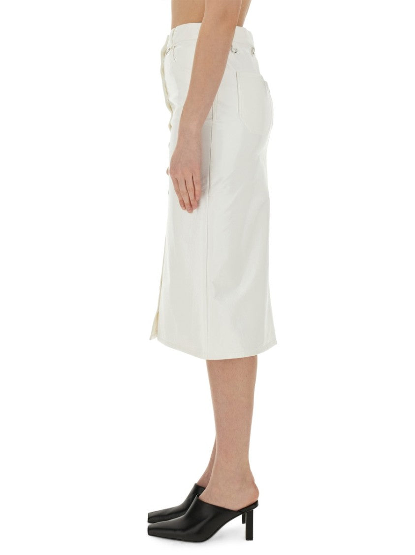 Courrèges Midi Skirt With Front Button Detailing And Back Slit
