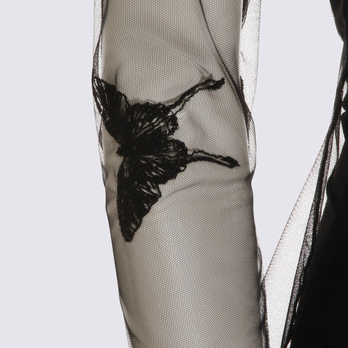 Blumarine Sheer Long-Sleeve Top With Butterfly Embroidery And Camisole Layer