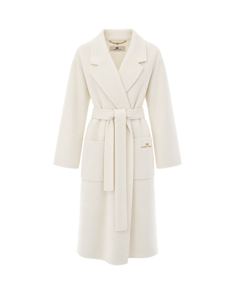 Elisabetta Franchi Butter Belted Wool Coat