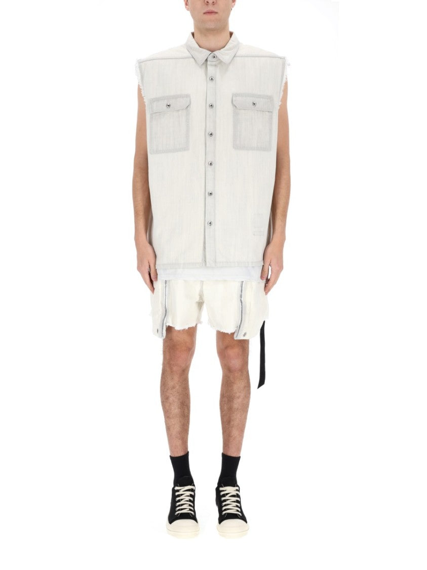 Drkshdw By Rick Owens Sl Tommy Sleeveless Frayed Jacket