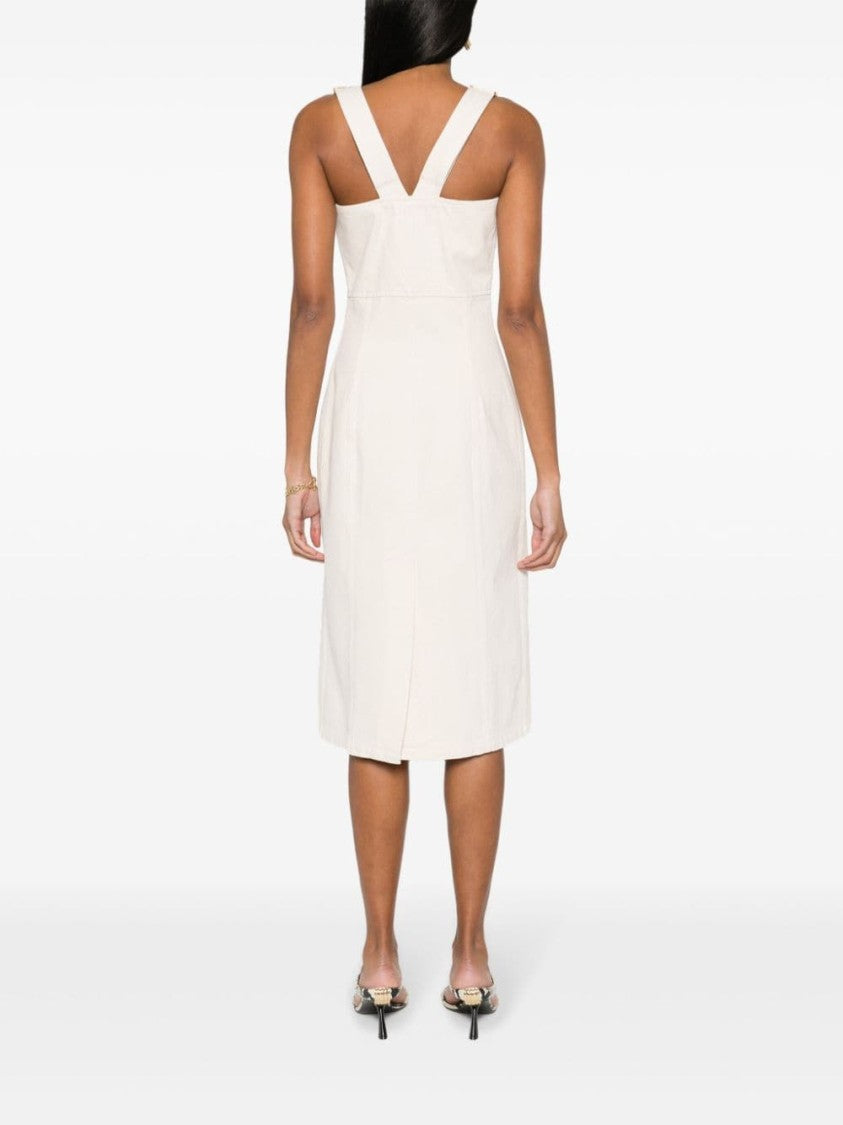 Patou Mid-Length Beige Cotton Denim Dress