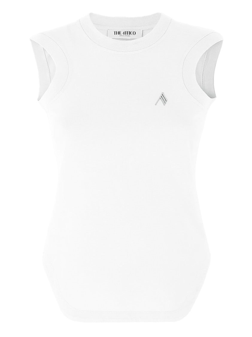 The Attico Fitted White Cotton Jersey Tank Top