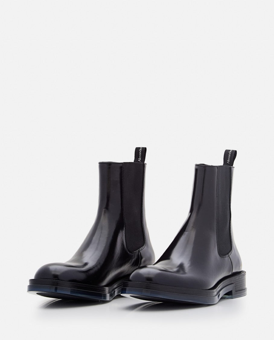 Alexander Mcqueen Black Leather Chelsea Boots