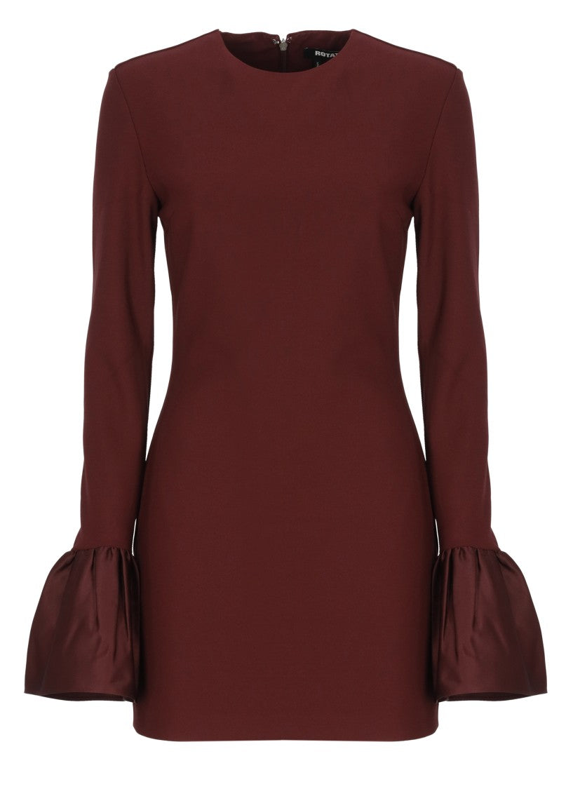 Rotate Frilled Sleeved Mini Dress With Dramatic Cuffs And Fitted Silhouette