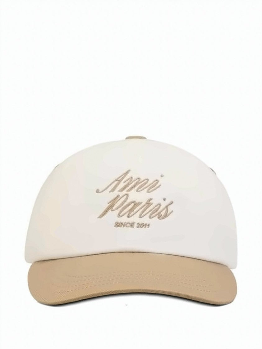 Ami Paris Two-Tone Baseball Cap With Embroidered Script Detail