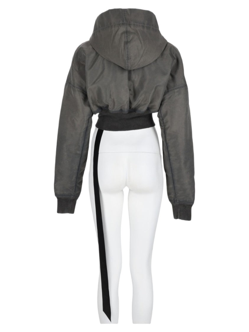 Drkshdw By Rick Owens Charcoal Boxy Hooded Nylon Jacket