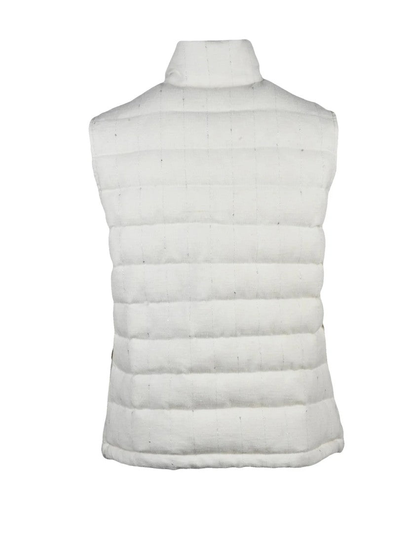 Eleventy White Centogrammi Linen Wool Polyamide Vest