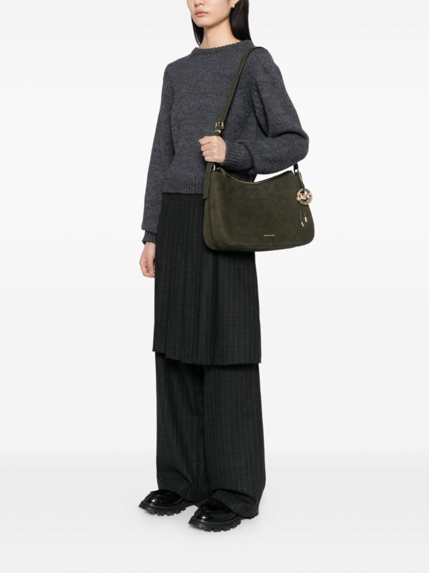 Michael Kors Soft Calfskin Shoulder Bag In Deep Green