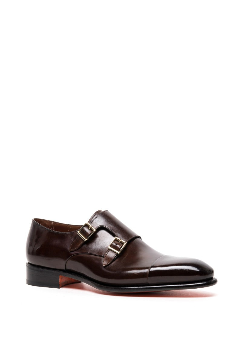 Santoni Goodyear Double Buckle Leather Shoes