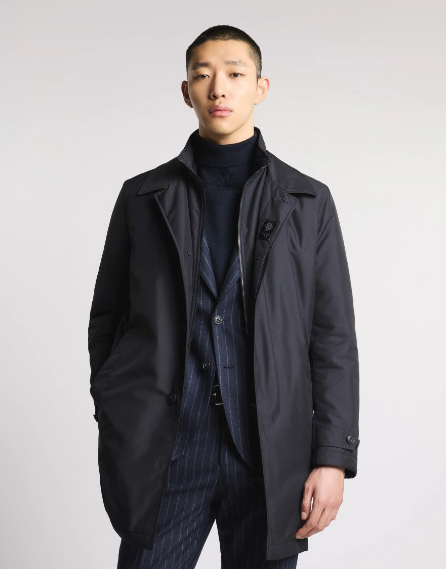Fay Double-Front Waterproof Raincoat With Classic Collar