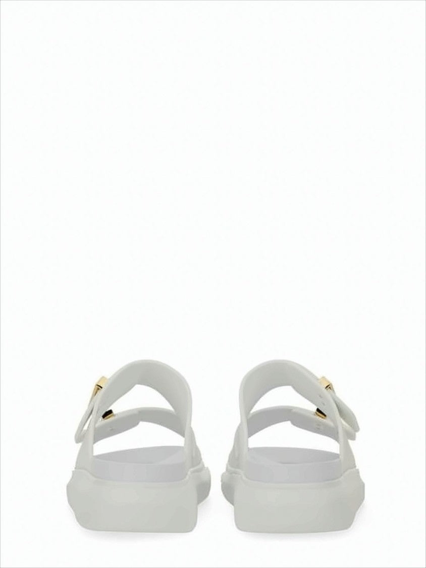 Alexander Mcqueen Minimalist Rubber Slip-On Mules With Gold-Tone Buckles