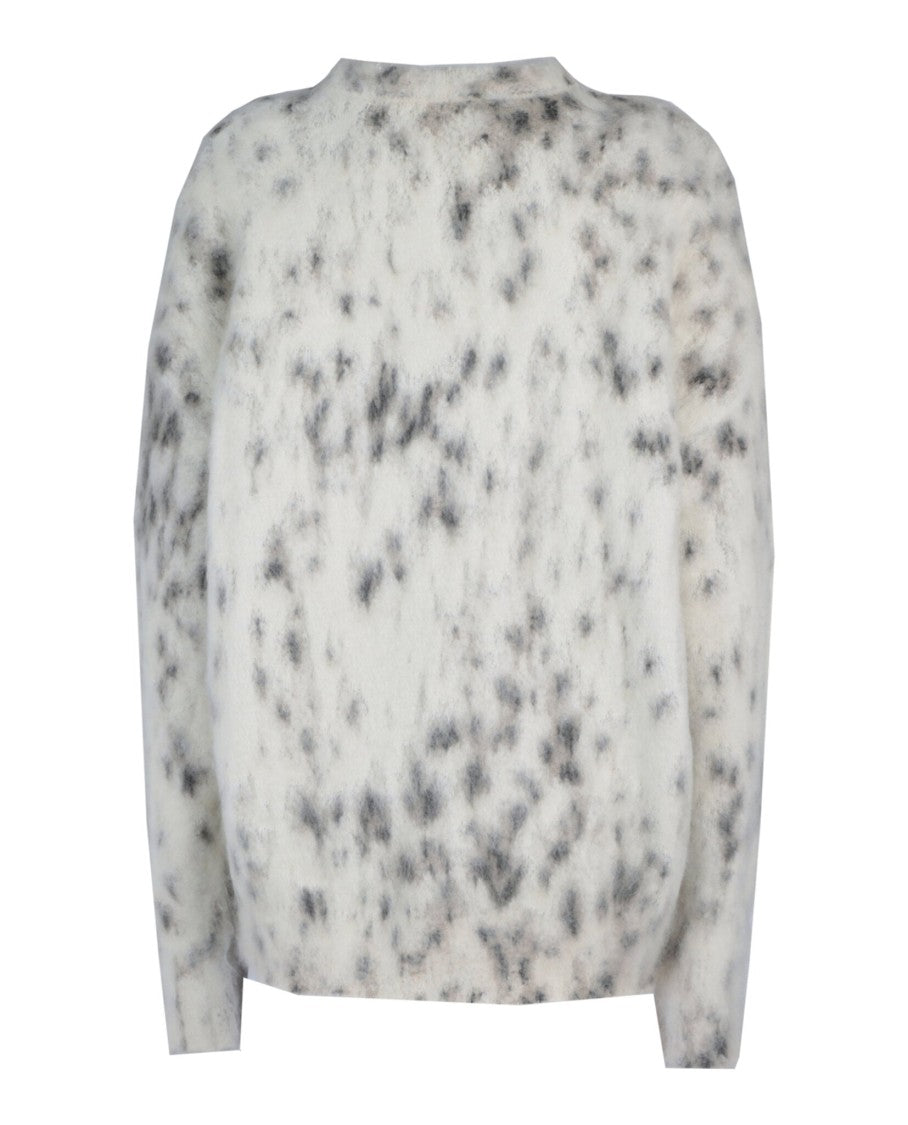 Givenchy Cropped Sweater In Mohair With Snow Leopard Print