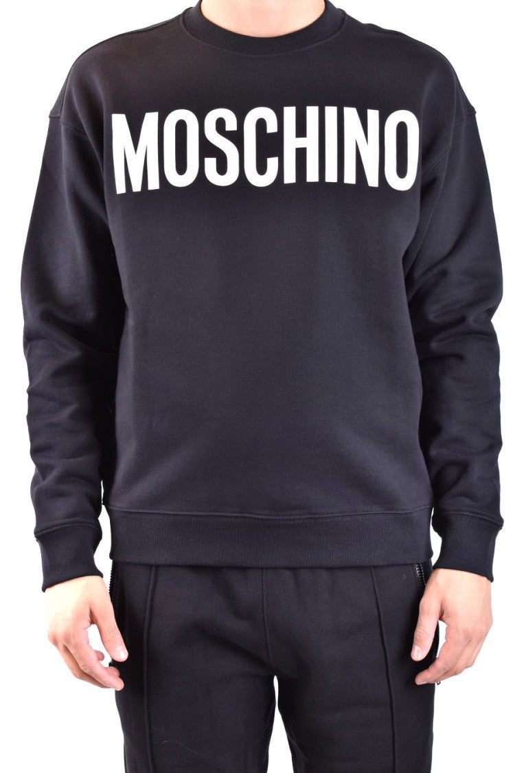 Moschino Black Cotton Sweatshirt With Oversized Logo Design