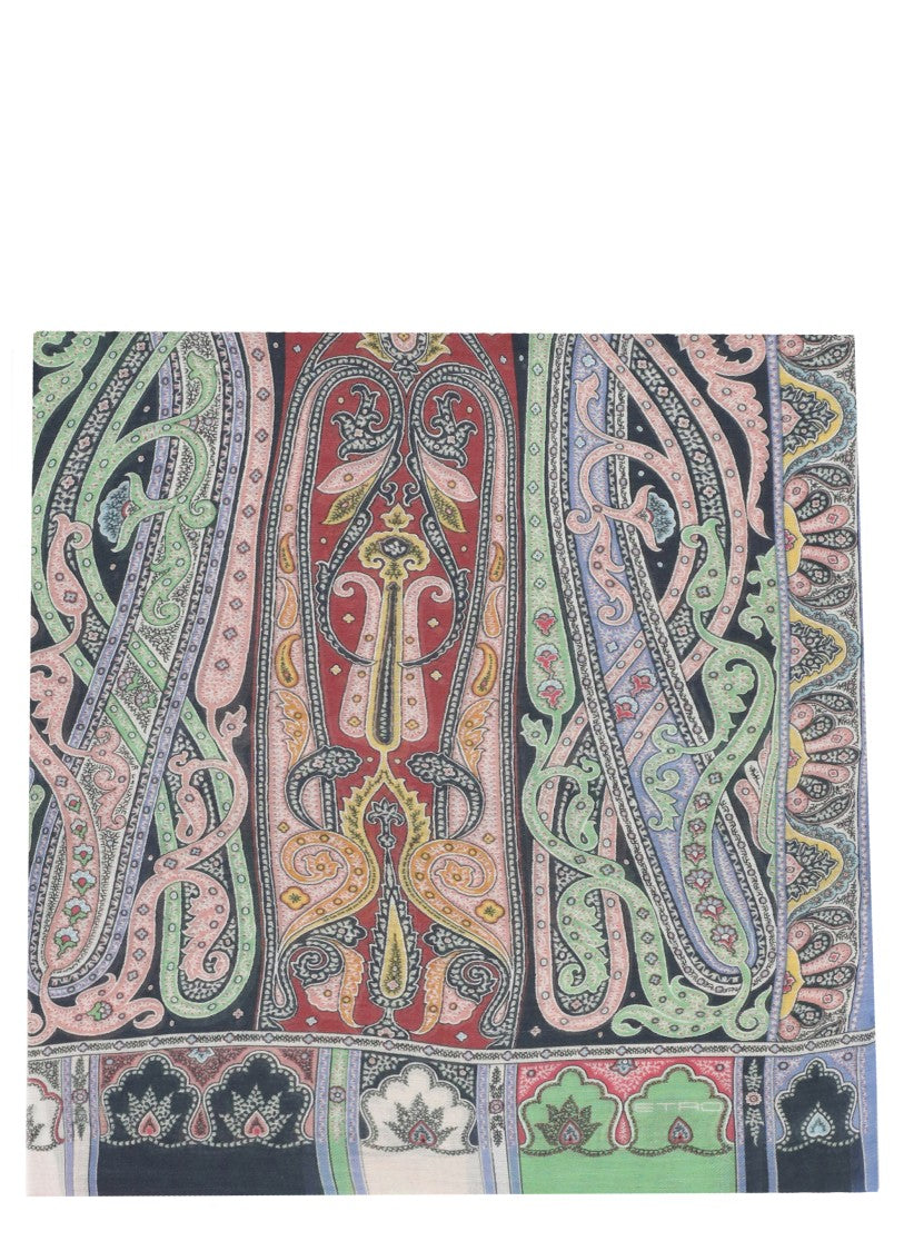 Etro Rectangular Paisley Print Scarf With Intricate Motifs