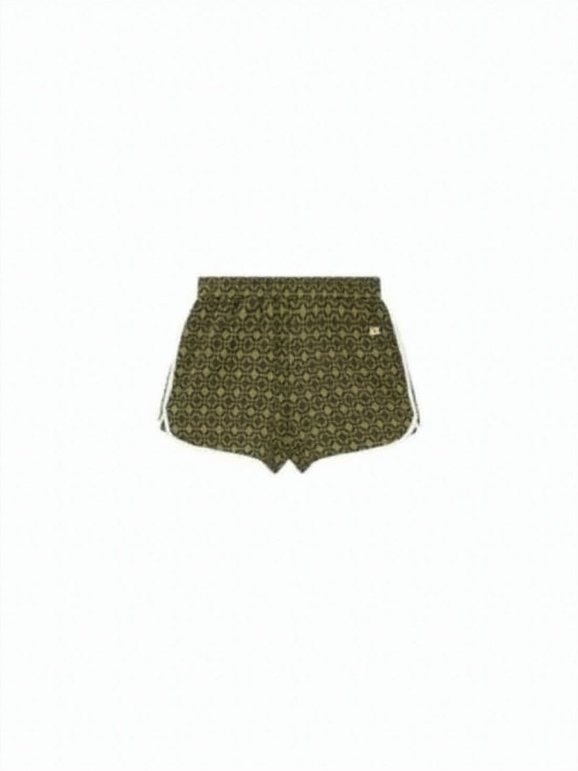 Wales Bonner Fitted Green Shorts With Geometric Pattern