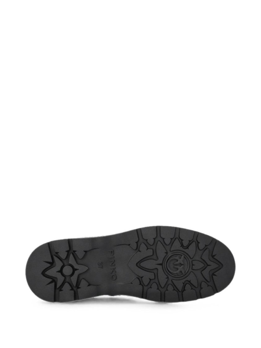Pinko Lace-Up Smooth Leather Metallic Detail Boots