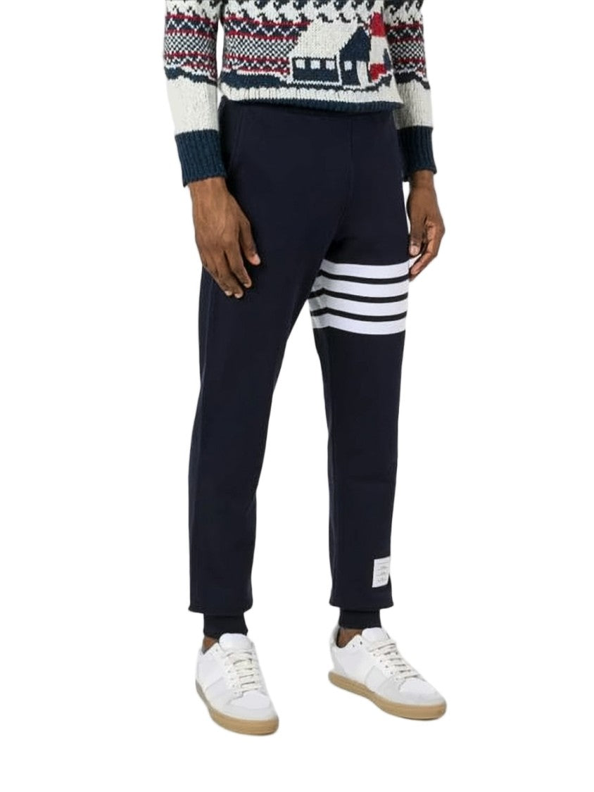 Thom Browne Black Jogger Pants With Distinctive Stripe Detail