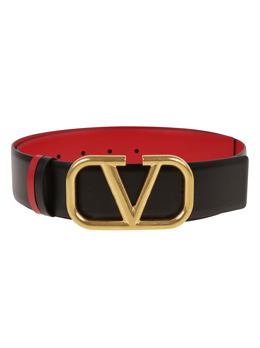 Valentino Garavani Reversible Black Calfskin Belt With Vlogo Signature Buckle