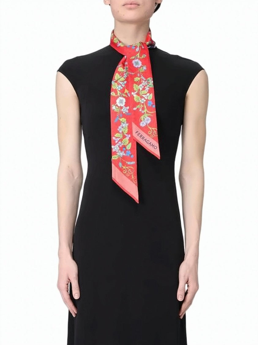 Salvatore Ferragamo Long Silk Scarf With Floral Pattern