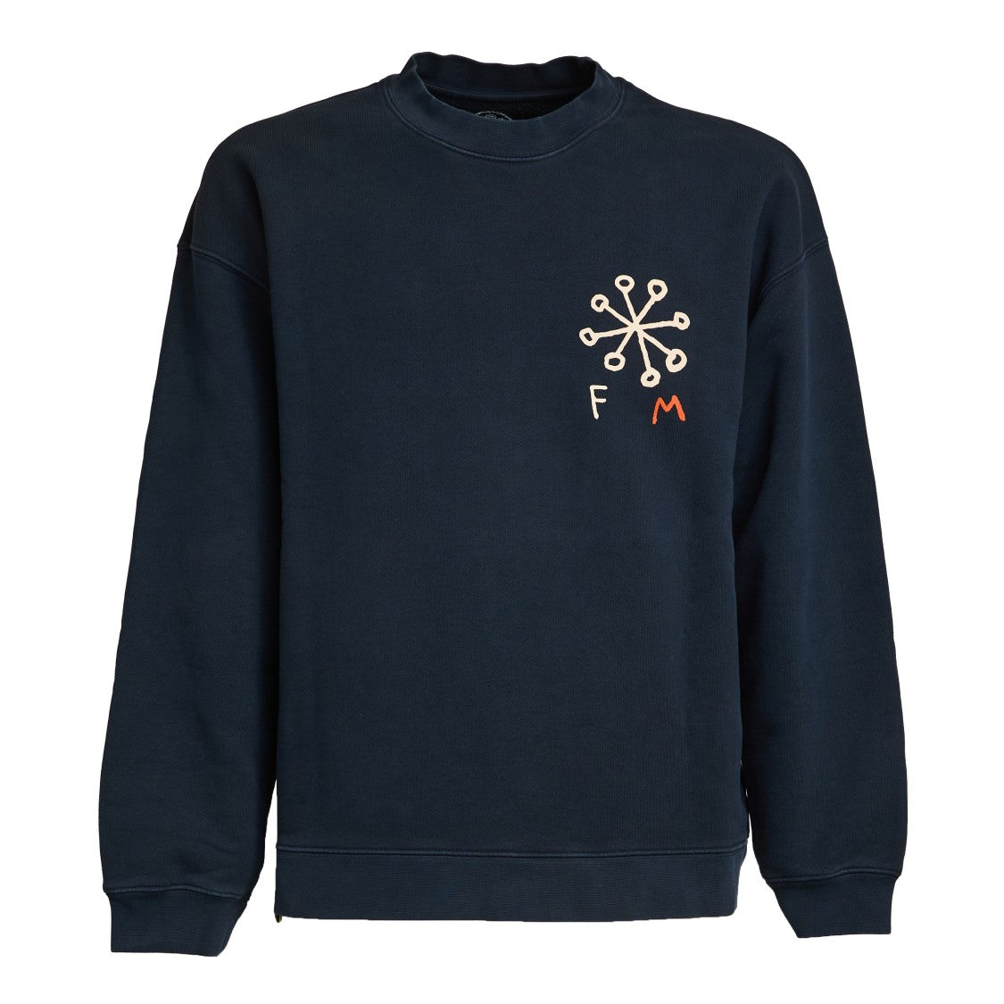 Flower Mountain Navy Crewneck Sweatshirt With Front And Back Graphics