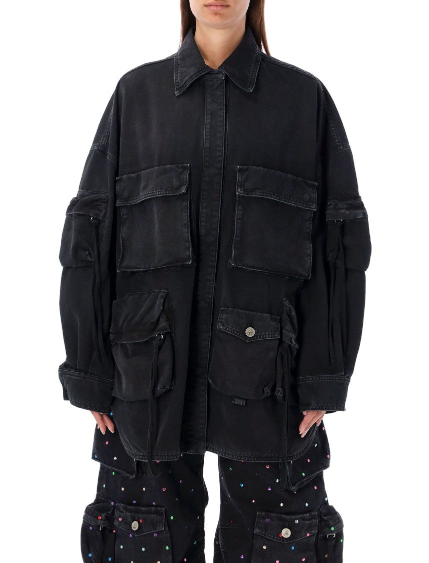 The Attico Black Fern Coat