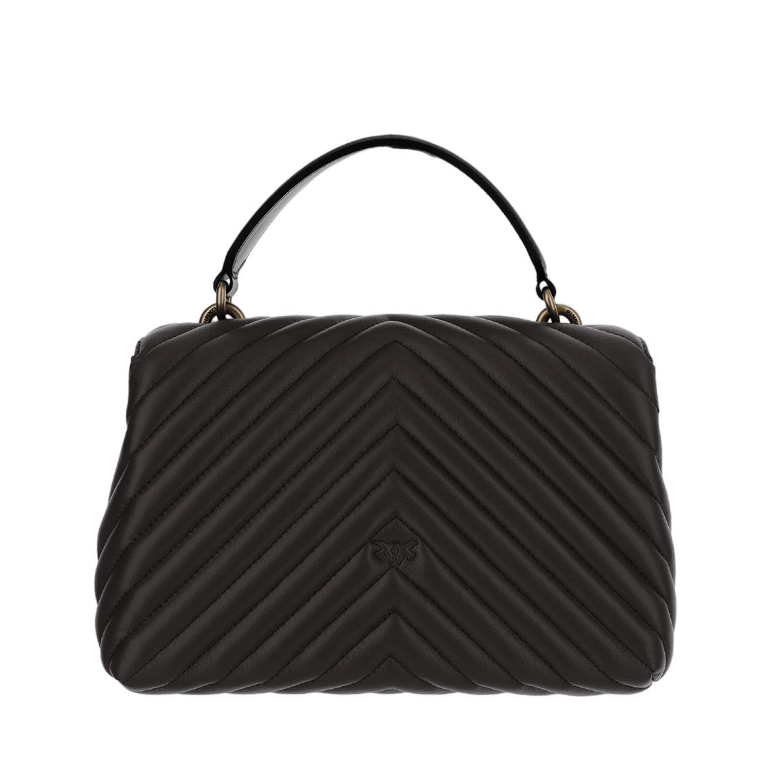 Pinko Dark Brown Love Lady Puff Big Quilted Leather Shoulder Bag