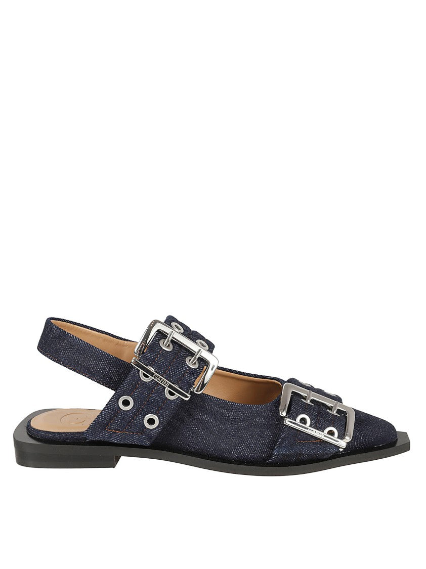 Ganni Slingback Flat Shoes With Pointed Toe