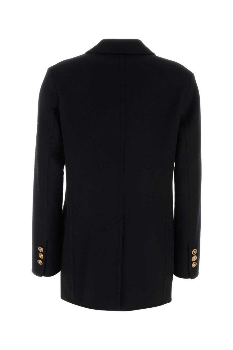 Versace Black Cashmere And Wool Coat