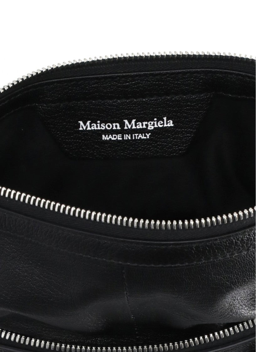 Maison Margiela Structured Black Leather Shoulder Bag With Numeric Signature