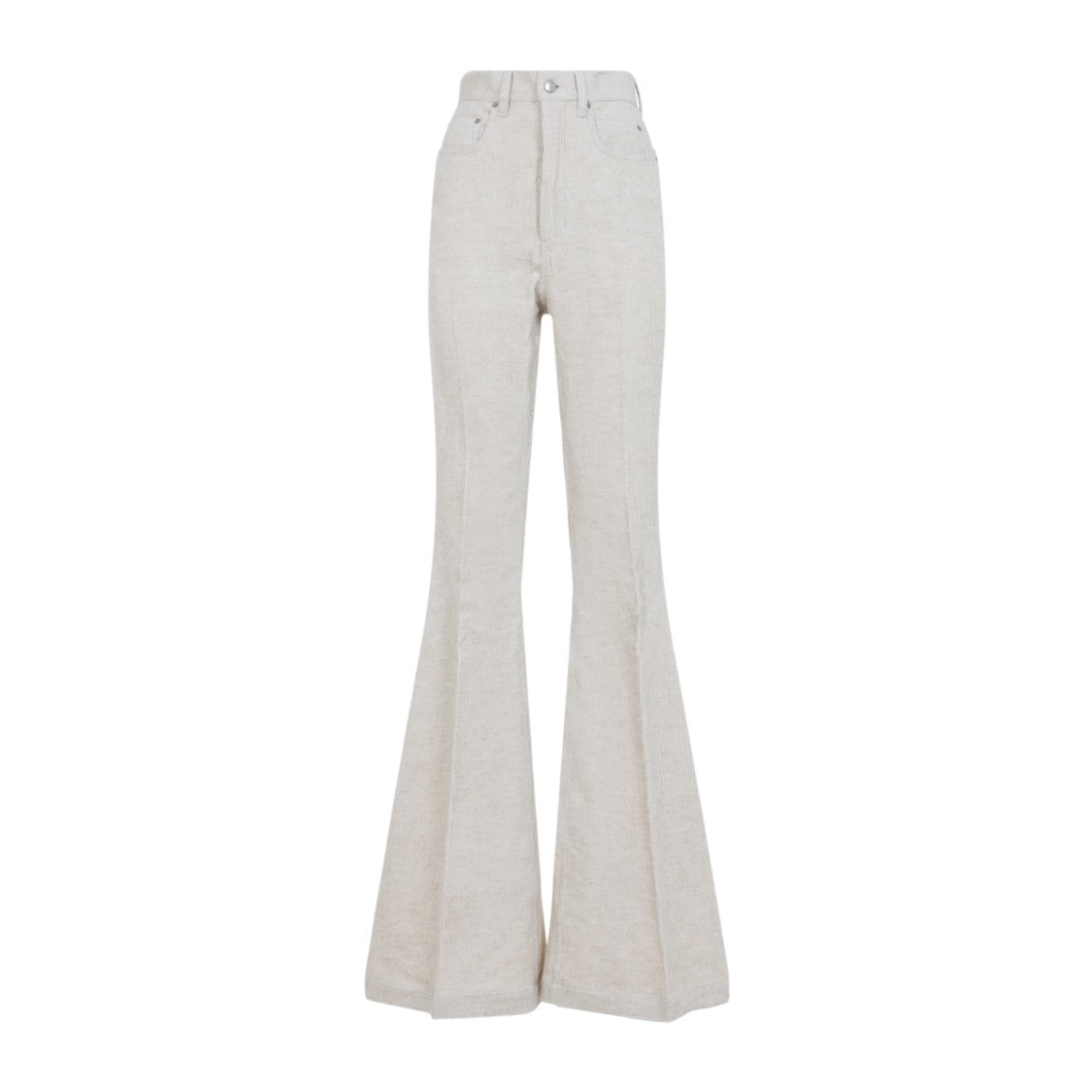 Rick Owens High-Waisted Flared Pants With Textured Cotton-Linen Blend