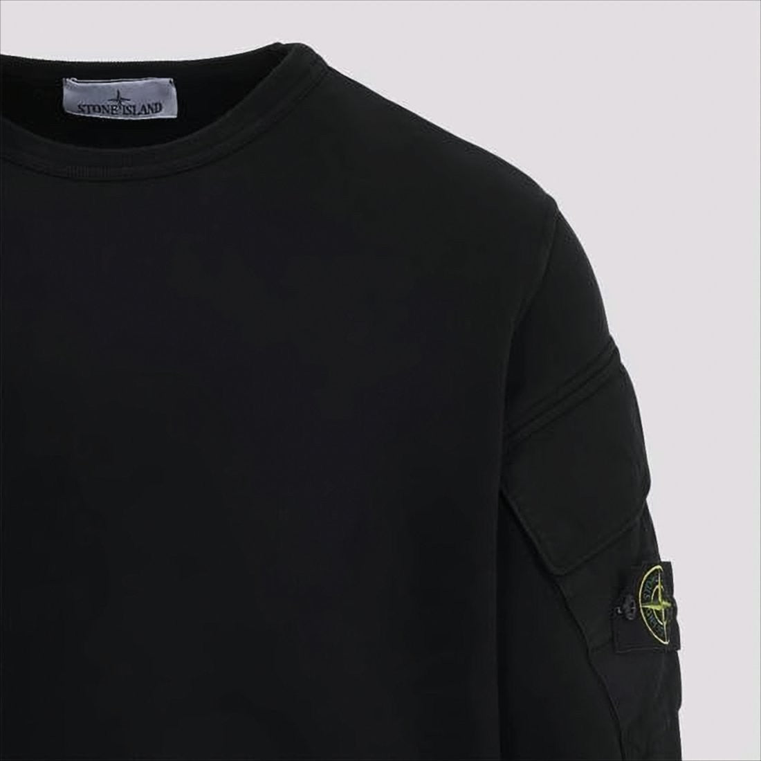 Stone Island Minimalist Black Long-Sleeve Sweatshirt With Patch Logo